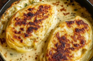 Weißkraut m. Nusskruste u. Pellkartoffeln