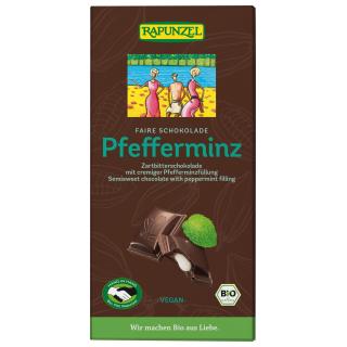 Schokolade mit Pfefferminzfüllung Zartbitter