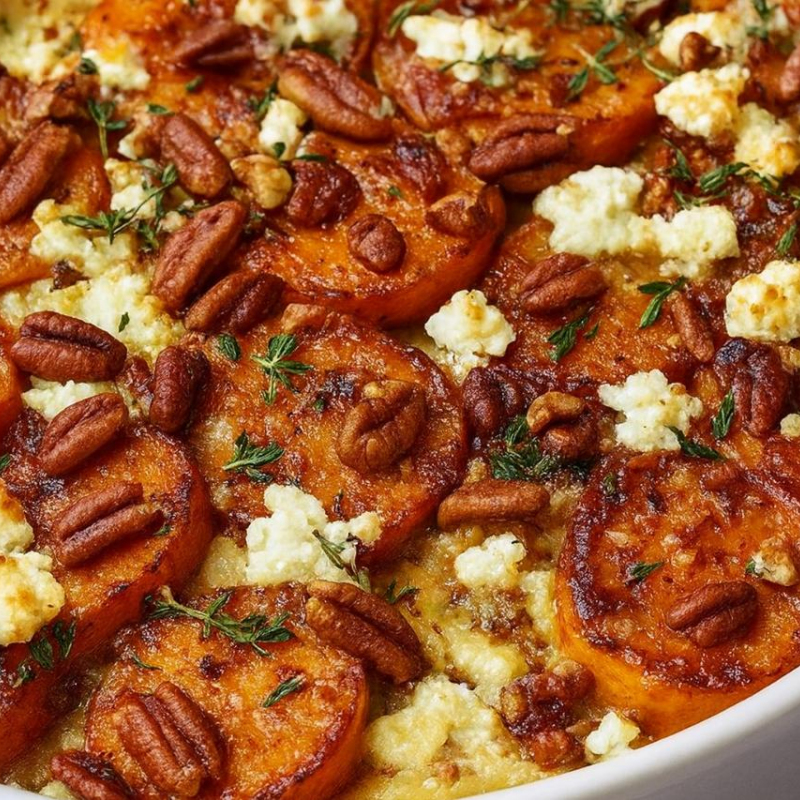 Süßkartoffel-Auflauf mit Feta u. Walnüssen